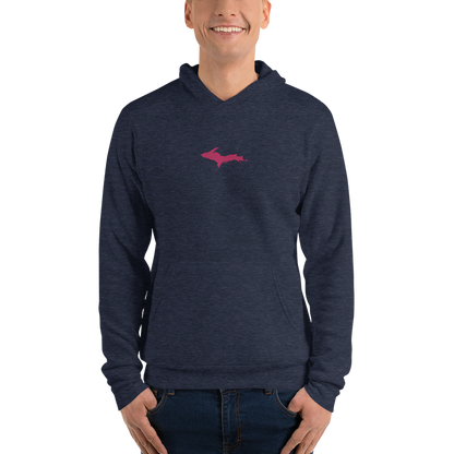 Michigan Upper Peninsula Hoodie (w/ Embroidered Pink UP Outline) | Unisex Cloud Fleece