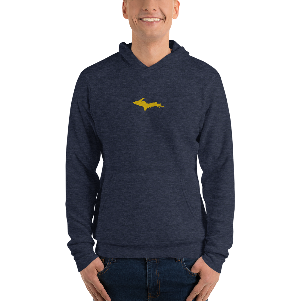 Michigan Upper Peninsula Hoodie (w/ Embroidered Gold UP Outline) | Unisex Cloud Fleece