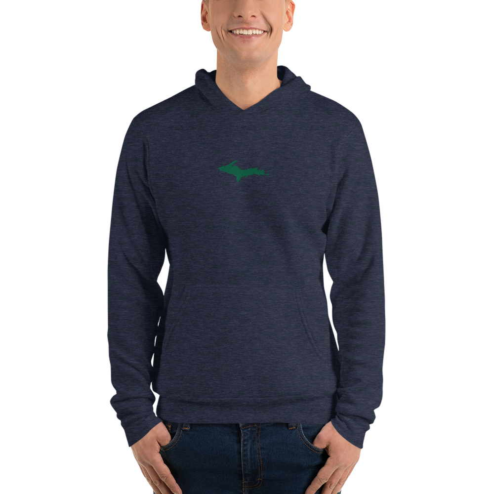 Michigan Upper Peninsula Hoodie (w/ Embroidered Green UP Outline) | Unisex Cloud Fleece