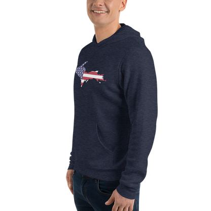 Michigan Upper Peninsula Hoodie (w/ UP MI USA Flag Outline) | Unisex Cloud Fleece