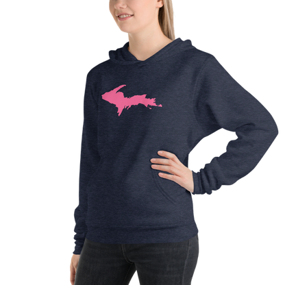 Michigan Upper Peninsula Hoodie (w/ Pink UP Outline) | Unisex Cloud Fleece