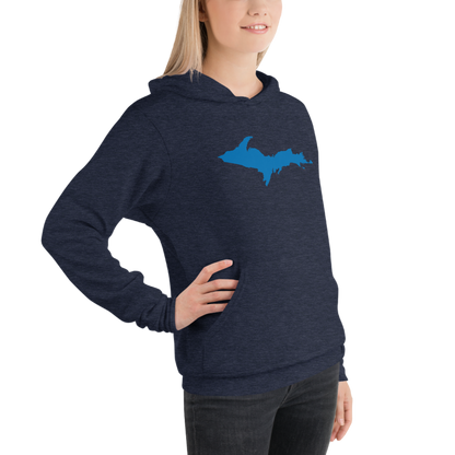 Michigan Upper Peninsula Hoodie (w/ Azure UP Outline) | Unisex Cloud Fleece