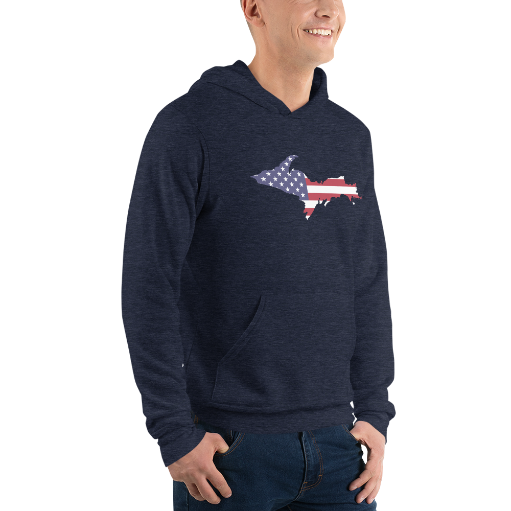 Michigan Upper Peninsula Hoodie (w/ UP MI USA Flag Outline) | Unisex Cloud Fleece