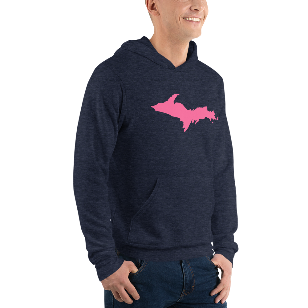 Michigan Upper Peninsula Hoodie (w/ Pink UP Outline) | Unisex Cloud Fleece