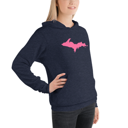 Michigan Upper Peninsula Hoodie (w/ Pink UP Outline) | Unisex Cloud Fleece