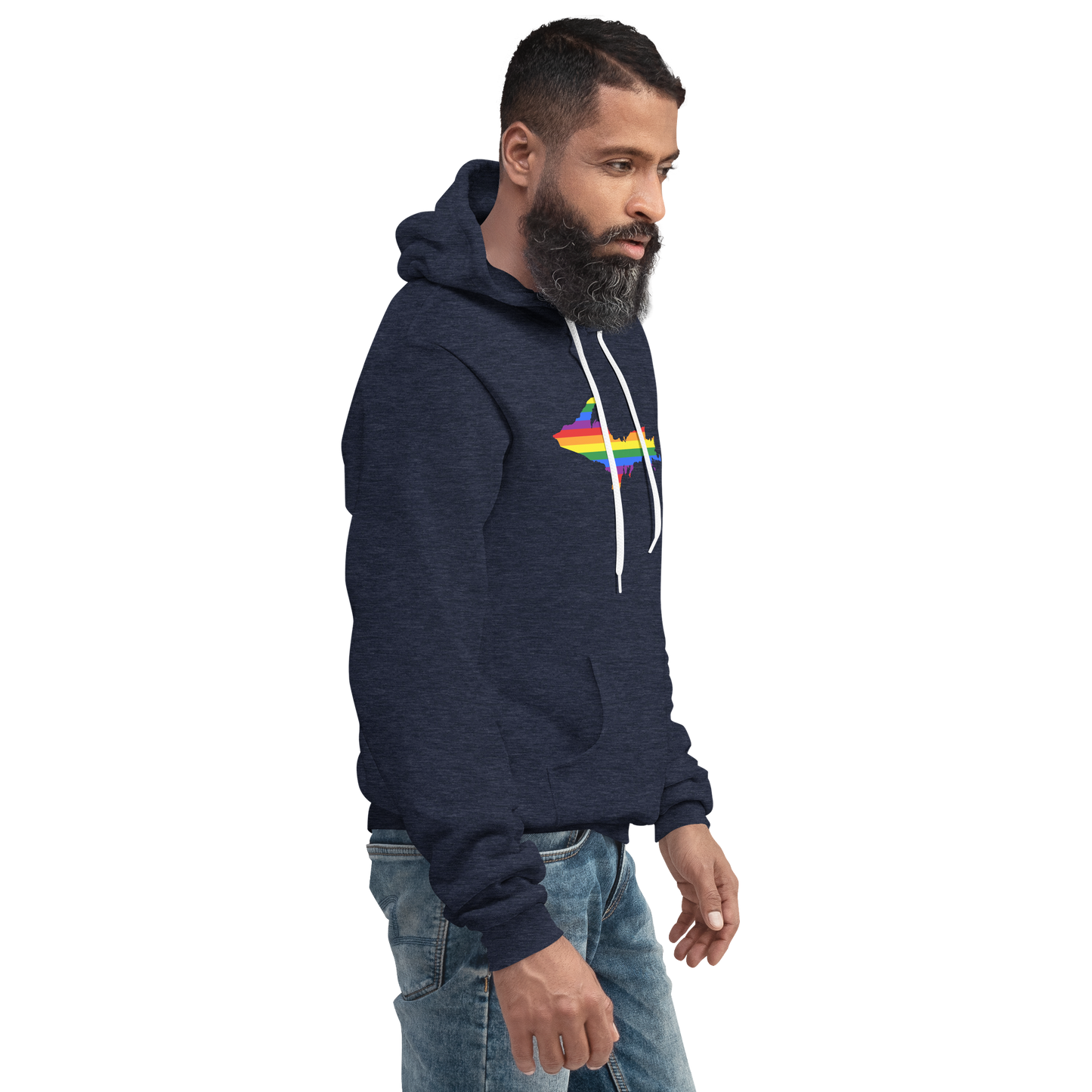 Michigan Upper Peninsula Hoodie (w/ UP Pride Flag Outline) | Unisex Cloud Fleece