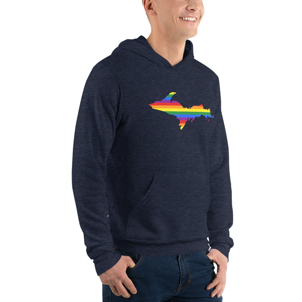 Michigan Upper Peninsula Hoodie (w/ UP Pride Flag Outline) | Unisex Cloud Fleece