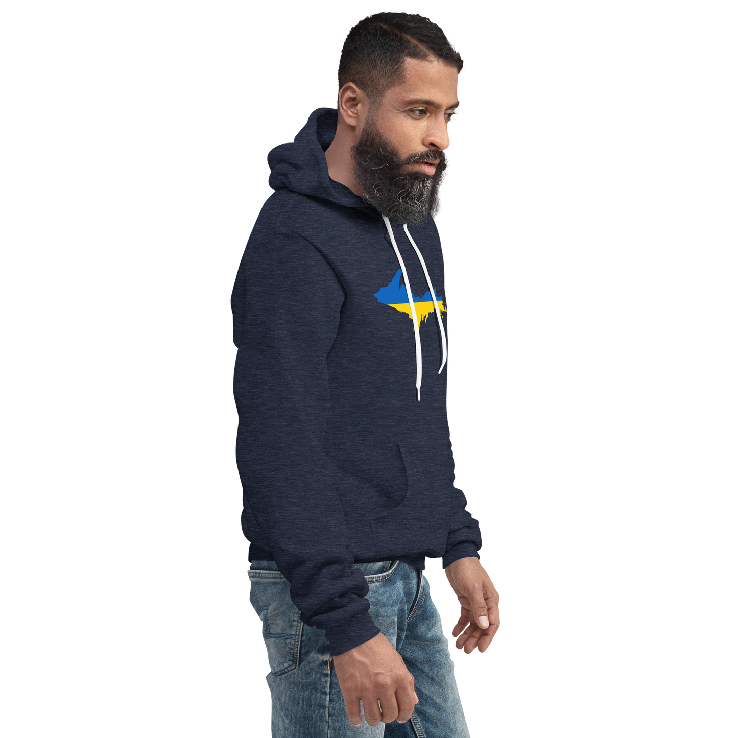 Michigan Upper Peninsula Hoodie (w/ UP Ukraine Flag Outline) | Unsiex Cloud Fleece