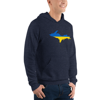 Michigan Upper Peninsula Hoodie (w/ UP Ukraine Flag Outline) | Unsiex Cloud Fleece