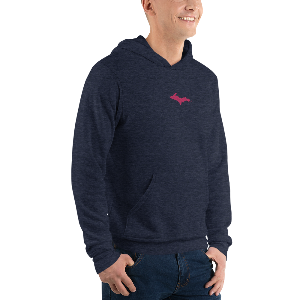 Michigan Upper Peninsula Hoodie (w/ Embroidered Pink UP Outline) | Unisex Cloud Fleece