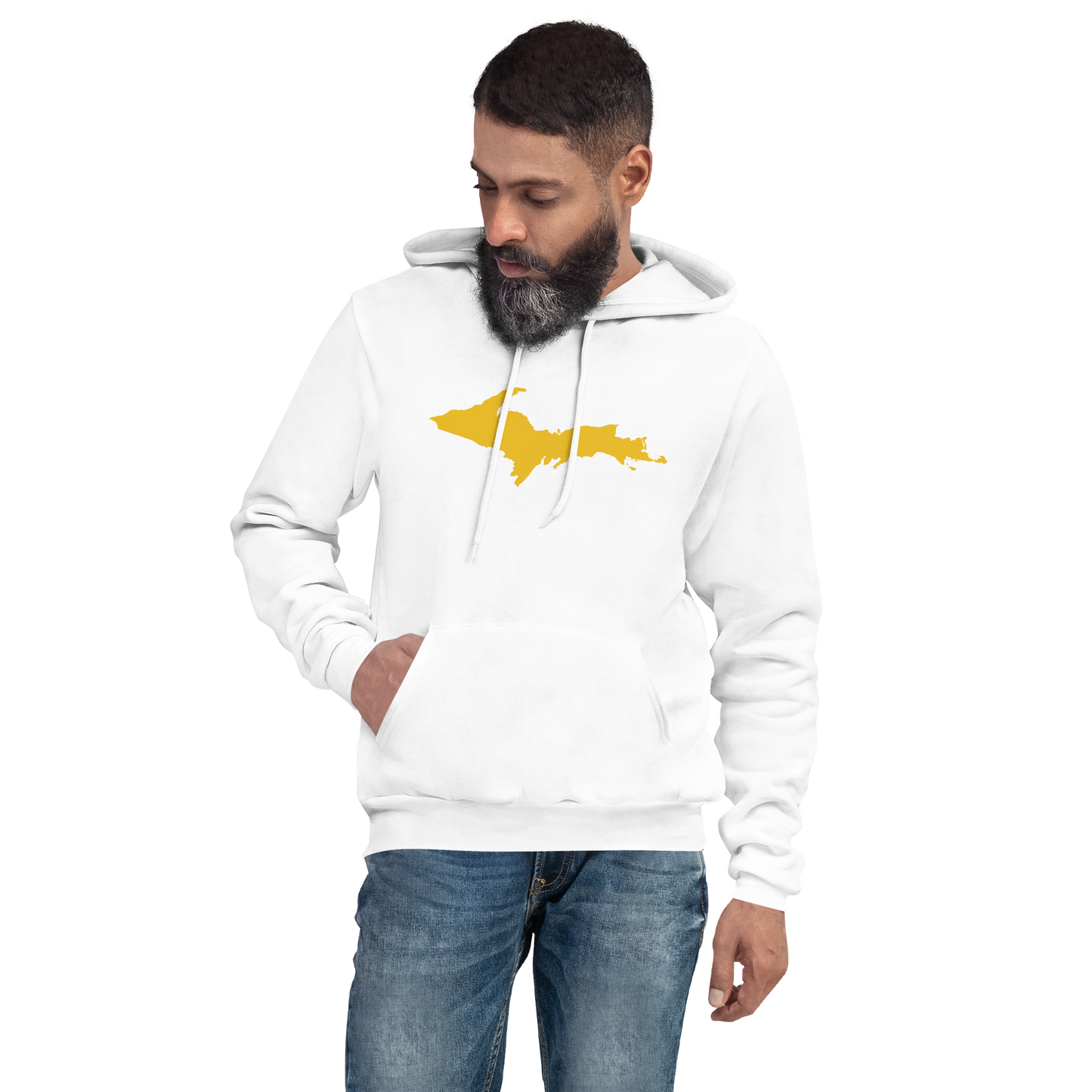 Michigan Upper Peninsula Hoodie (w/ Gold UP Outline) | Unisex Cloud Fleece