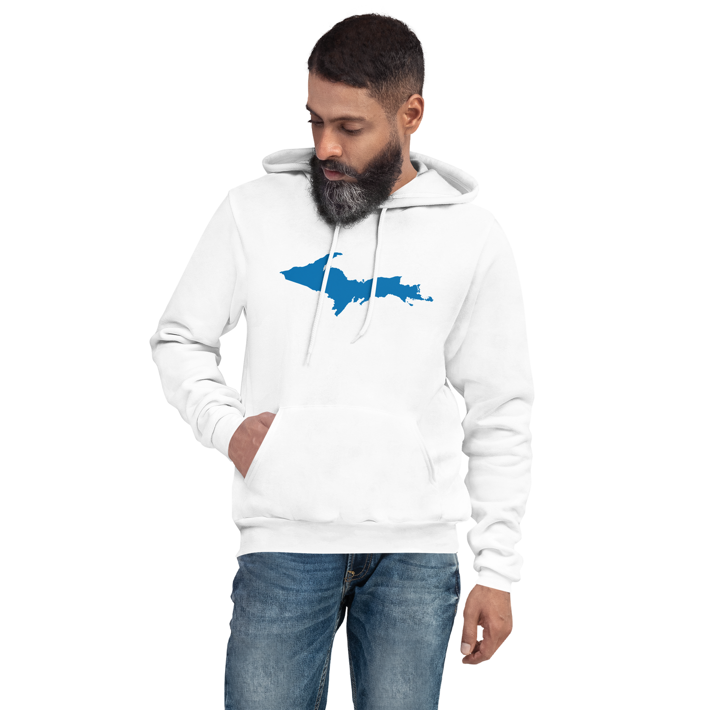 Michigan Upper Peninsula Hoodie (w/ Azure UP Outline) | Unisex Cloud Fleece