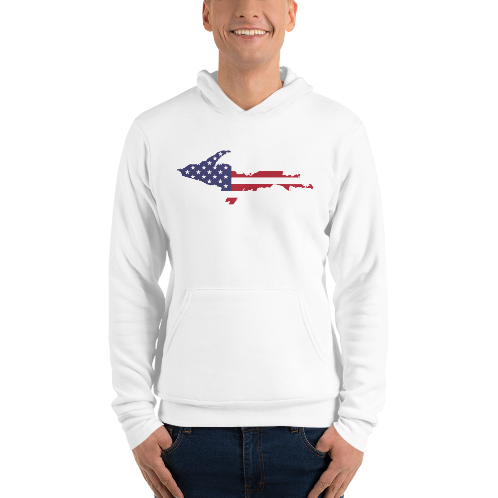 Michigan Upper Peninsula Hoodie (w/ UP MI USA Flag Outline) | Unisex Cloud Fleece