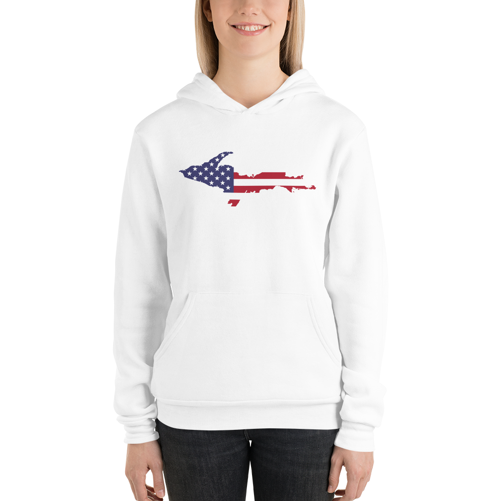 Michigan Upper Peninsula Hoodie (w/ UP MI USA Flag Outline) | Unisex Cloud Fleece