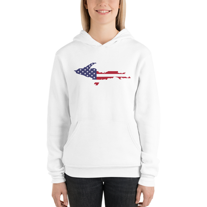 Michigan Upper Peninsula Hoodie (w/ UP MI USA Flag Outline) | Unisex Cloud Fleece