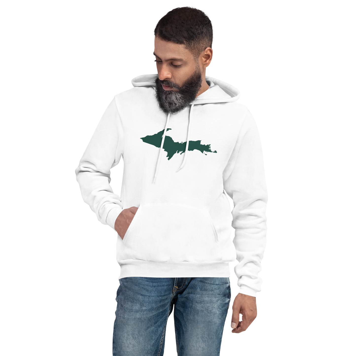 Michigan Upper Peninsula Hoodie (w/ Green UP Outline) | Unisex Cloud Fleece