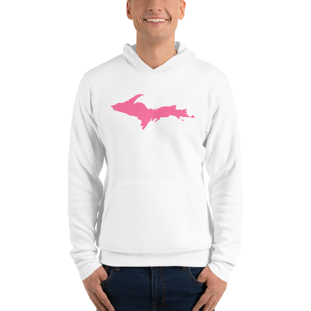 Michigan Upper Peninsula Hoodie (w/ Pink UP Outline) | Unisex Cloud Fleece