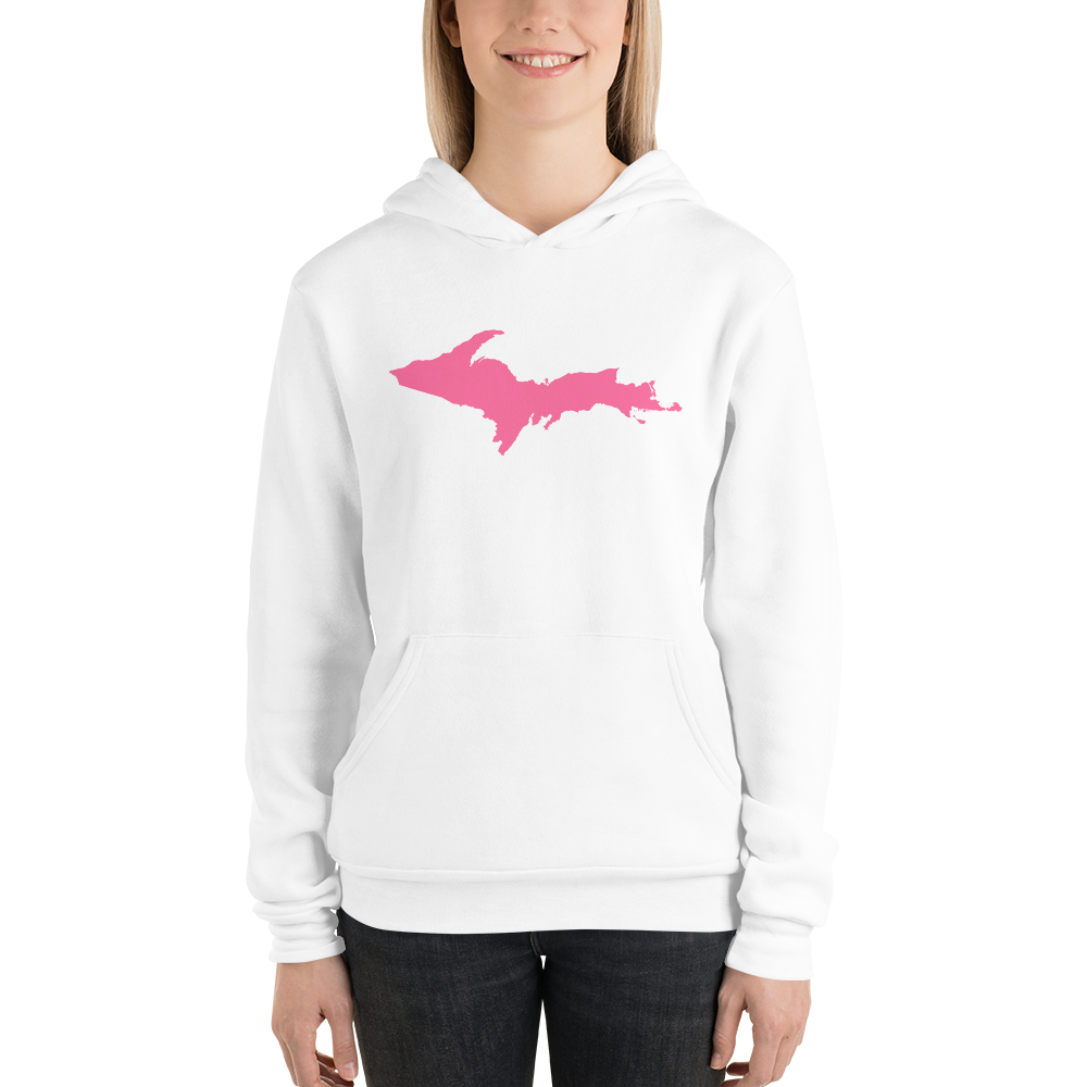 Michigan Upper Peninsula Hoodie (w/ Pink UP Outline) | Unisex Cloud Fleece