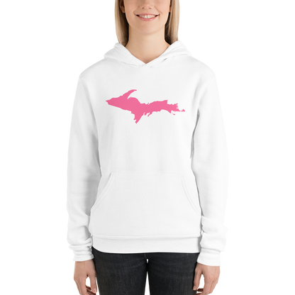 Michigan Upper Peninsula Hoodie (w/ Pink UP Outline) | Unisex Cloud Fleece