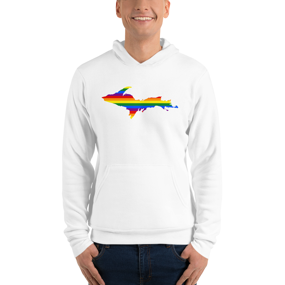 Michigan Upper Peninsula Hoodie (w/ UP Pride Flag Outline) | Unisex Cloud Fleece