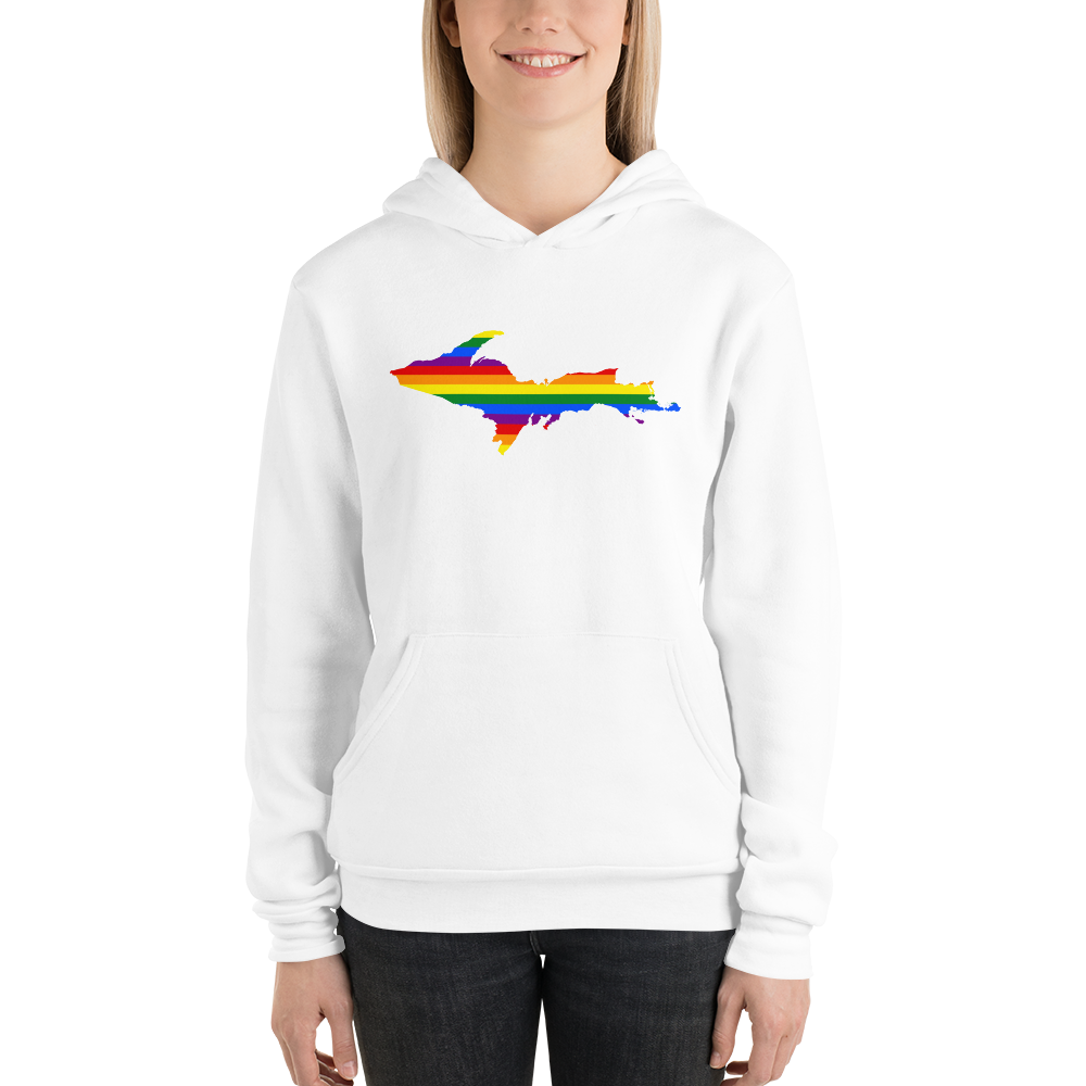 Michigan Upper Peninsula Hoodie (w/ UP Pride Flag Outline) | Unisex Cloud Fleece