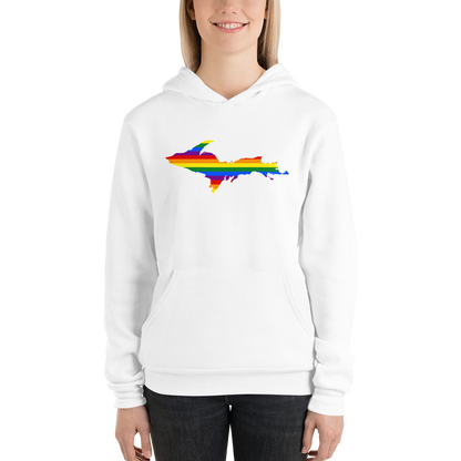 Michigan Upper Peninsula Hoodie (w/ UP Pride Flag Outline) | Unisex Cloud Fleece