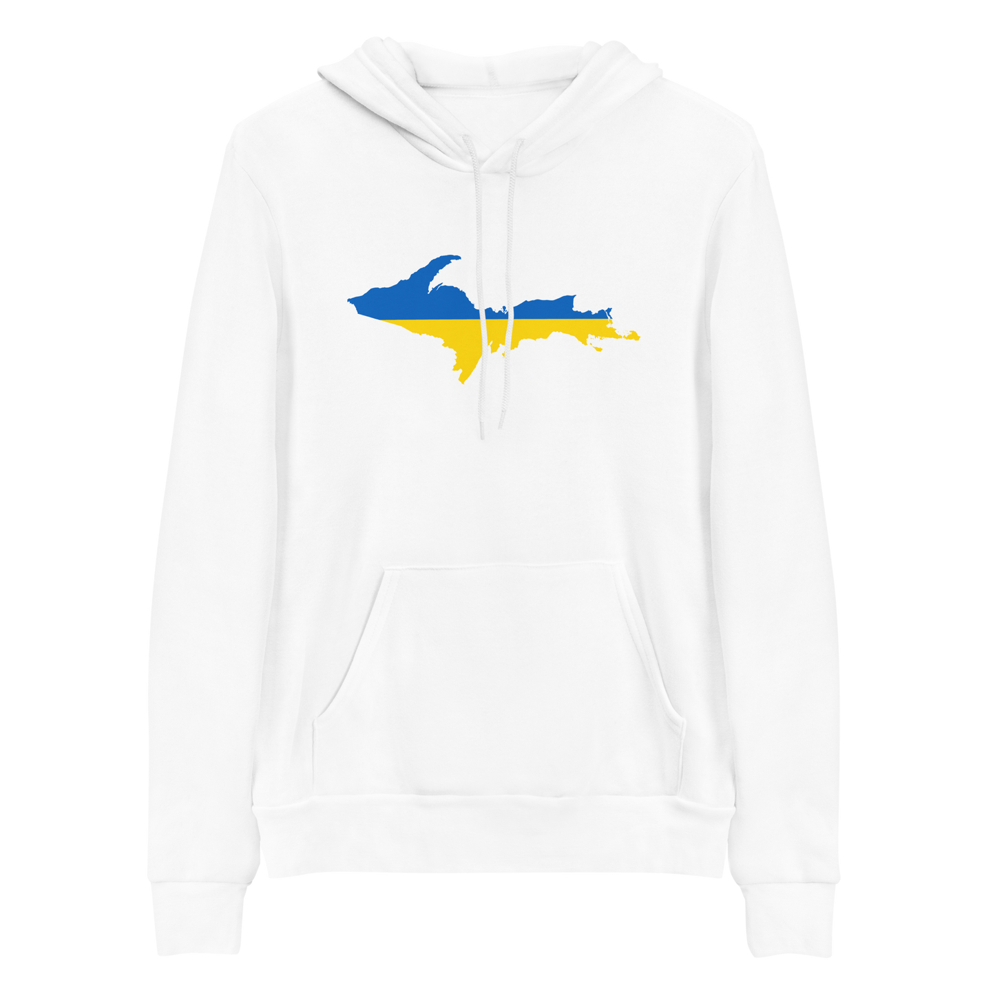 Michigan Upper Peninsula Hoodie (w/ UP Ukraine Flag Outline) | Unsiex Cloud Fleece