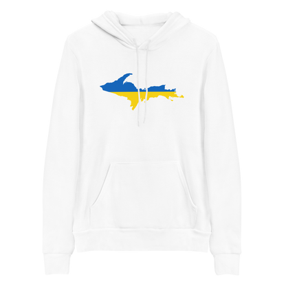 Michigan Upper Peninsula Hoodie (w/ UP Ukraine Flag Outline) | Unsiex Cloud Fleece