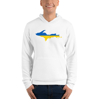 Michigan Upper Peninsula Hoodie (w/ UP Ukraine Flag Outline) | Unsiex Cloud Fleece