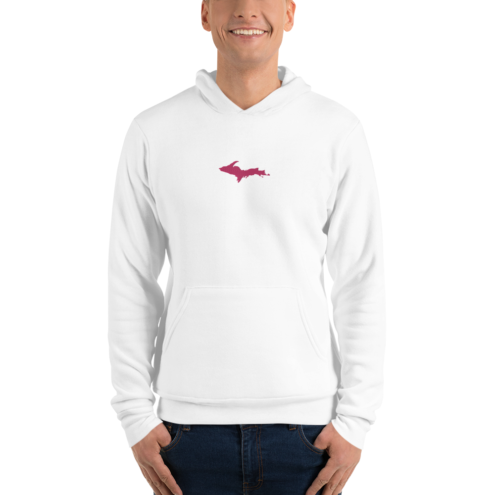 Michigan Upper Peninsula Hoodie (w/ Embroidered Pink UP Outline) | Unisex Cloud Fleece