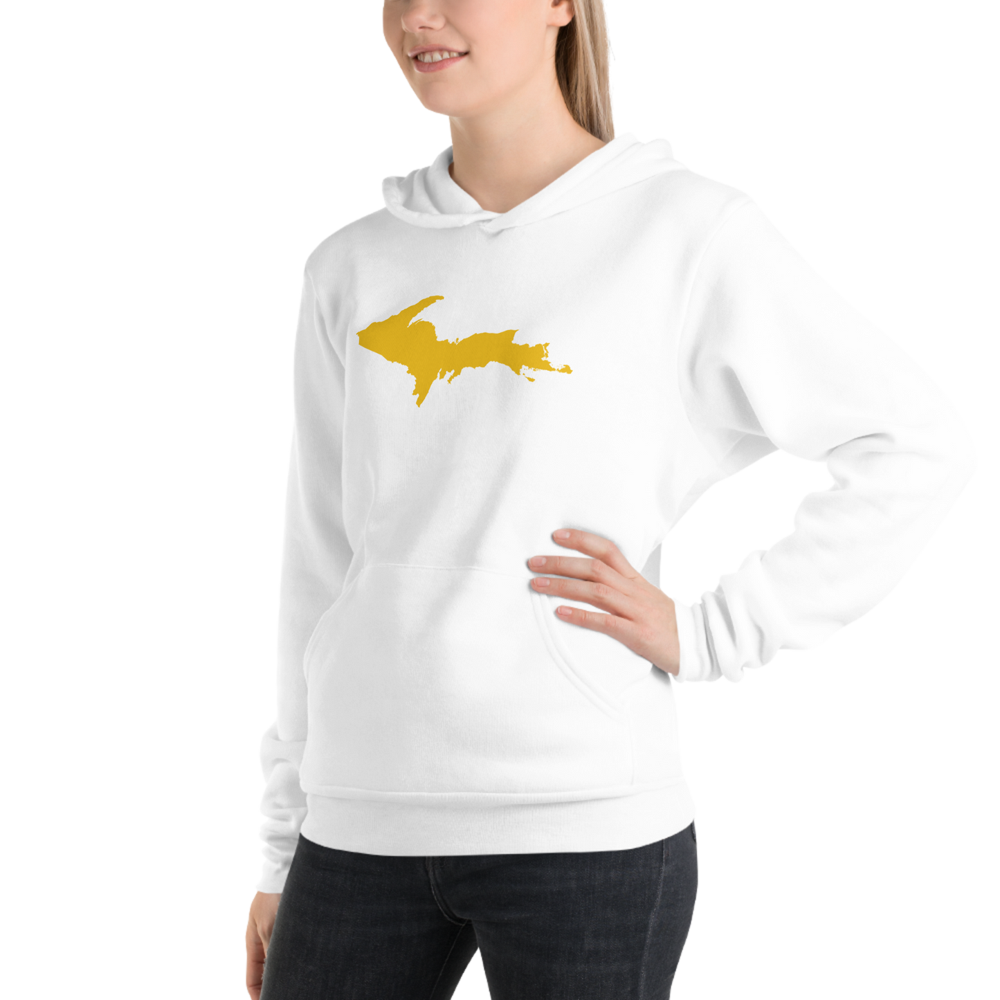 Michigan Upper Peninsula Hoodie (w/ Gold UP Outline) | Unisex Cloud Fleece