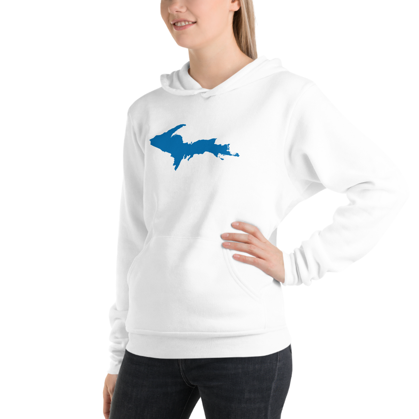 Michigan Upper Peninsula Hoodie (w/ Azure UP Outline) | Unisex Cloud Fleece