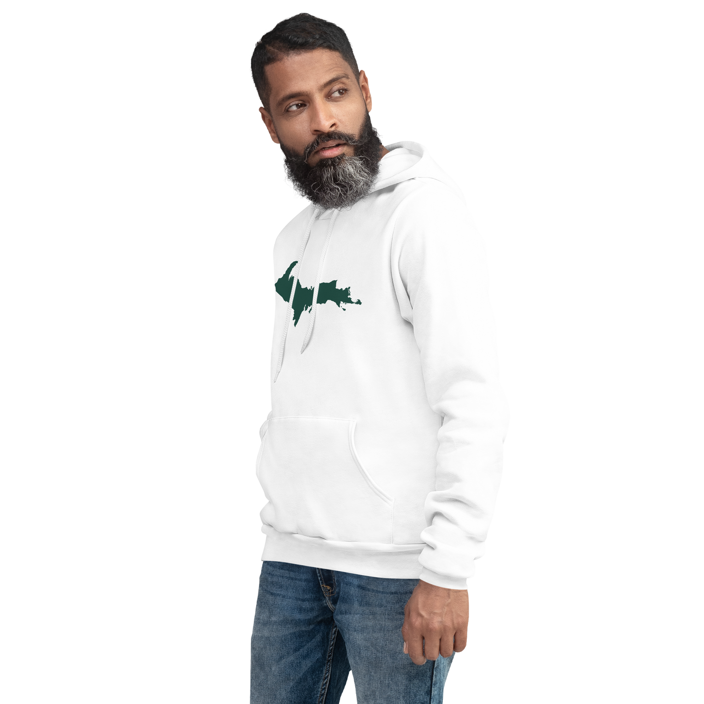 Michigan Upper Peninsula Hoodie (w/ Green UP Outline) | Unisex Cloud Fleece