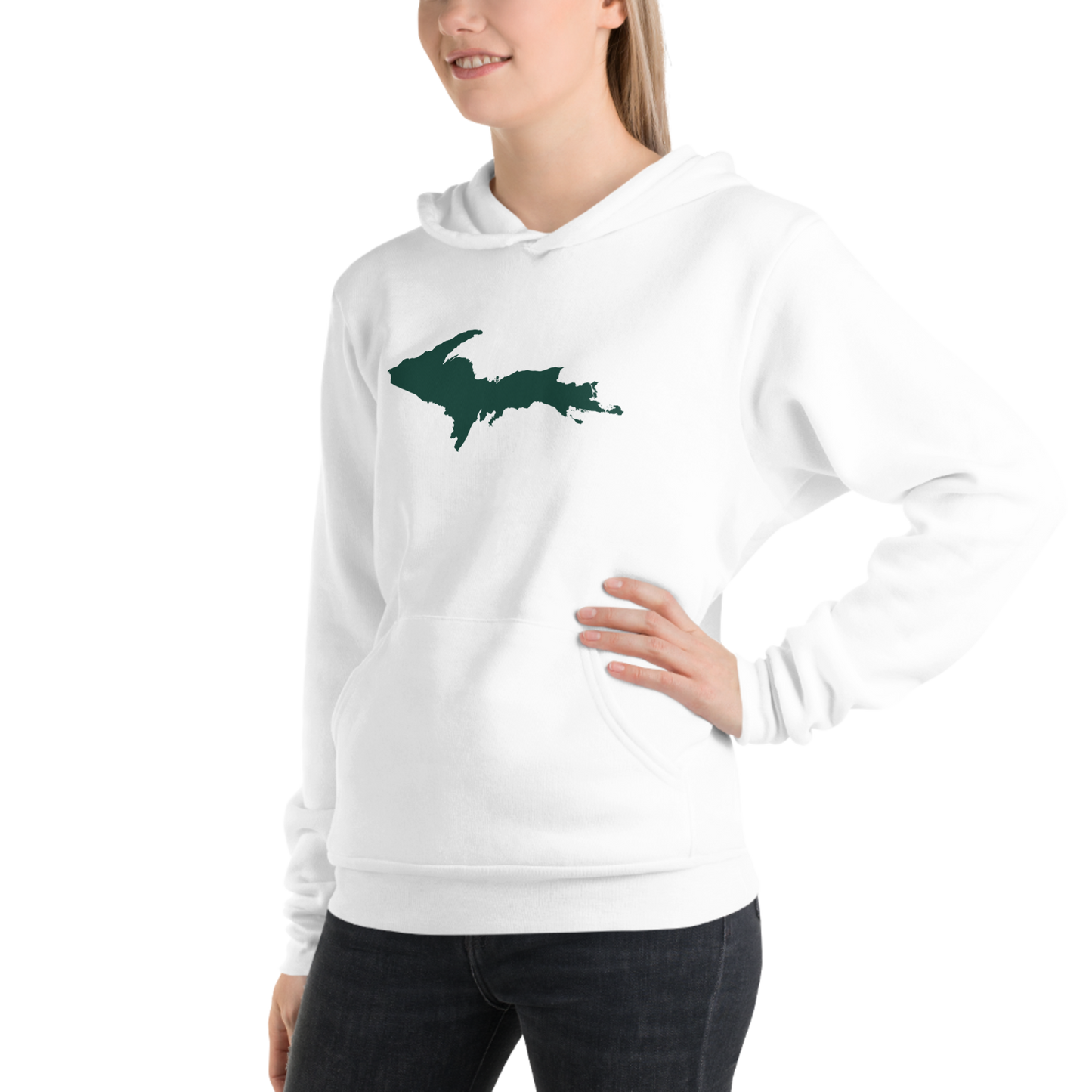 Michigan Upper Peninsula Hoodie (w/ Green UP Outline) | Unisex Cloud Fleece