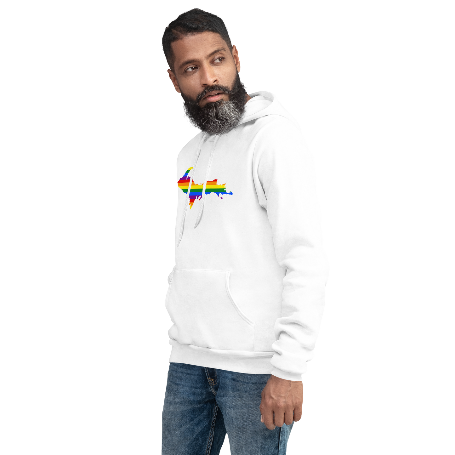 Michigan Upper Peninsula Hoodie (w/ UP Pride Flag Outline) | Unisex Cloud Fleece