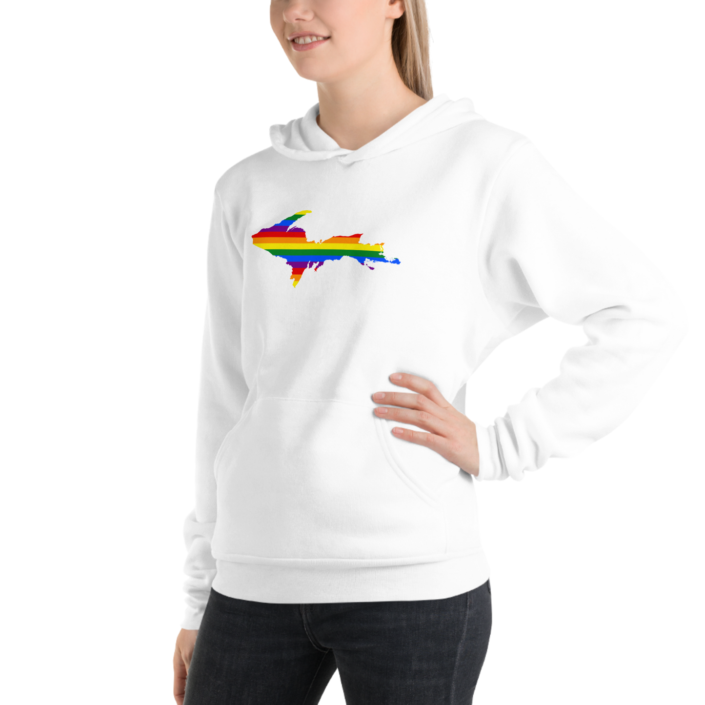 Michigan Upper Peninsula Hoodie (w/ UP Pride Flag Outline) | Unisex Cloud Fleece