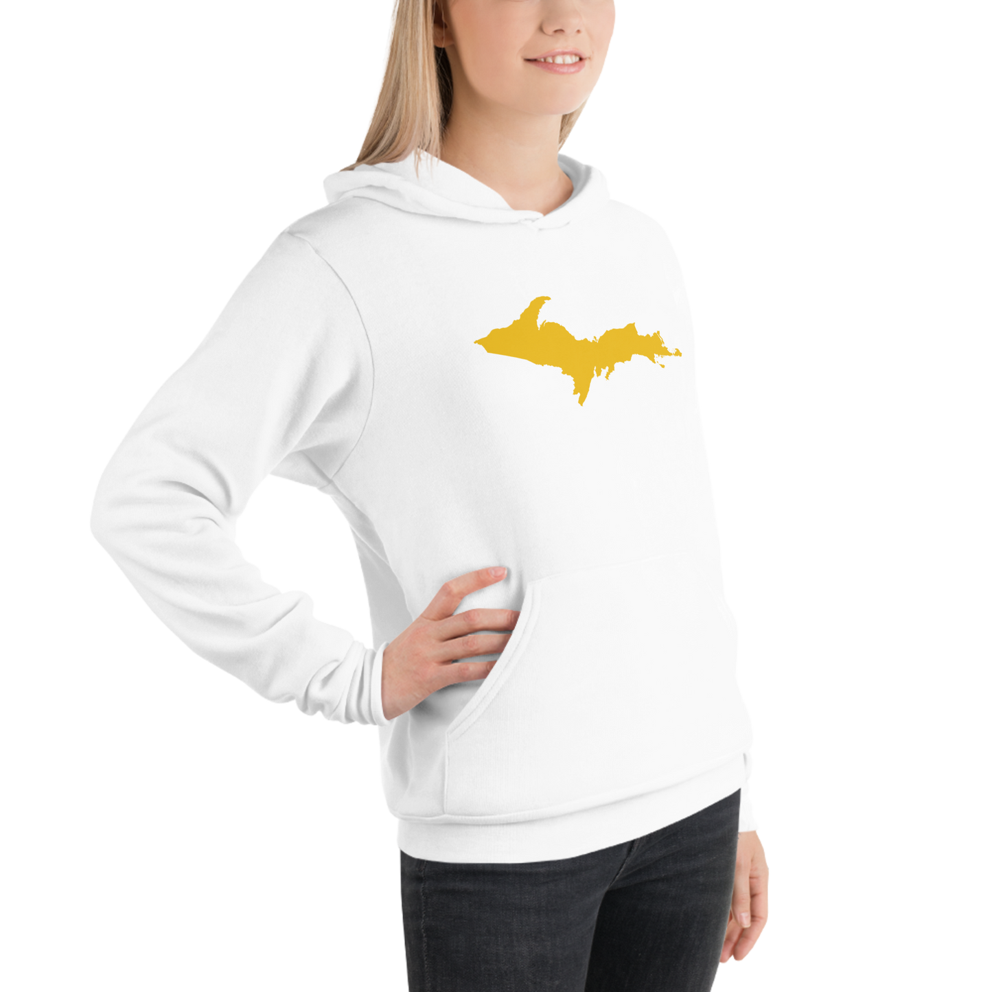 Michigan Upper Peninsula Hoodie (w/ Gold UP Outline) | Unisex Cloud Fleece