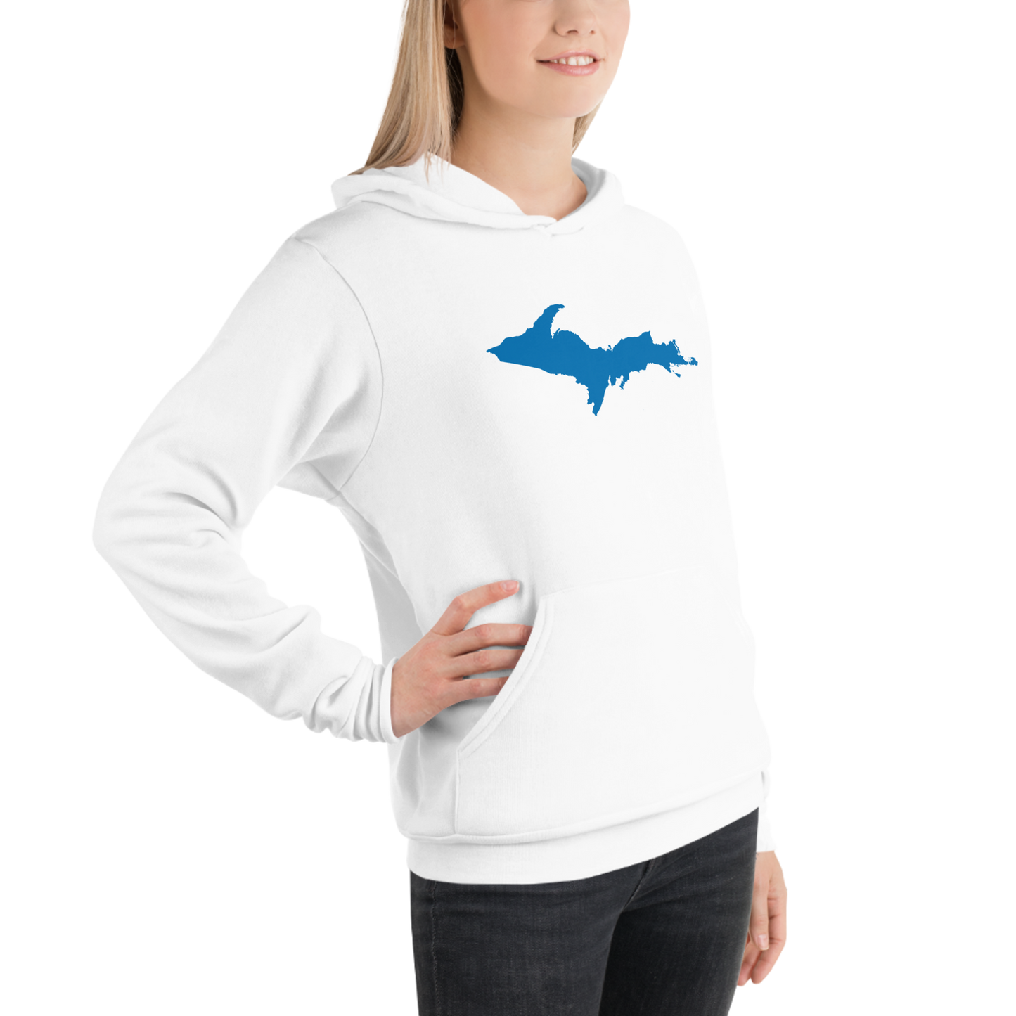 Michigan Upper Peninsula Hoodie (w/ Azure UP Outline) | Unisex Cloud Fleece