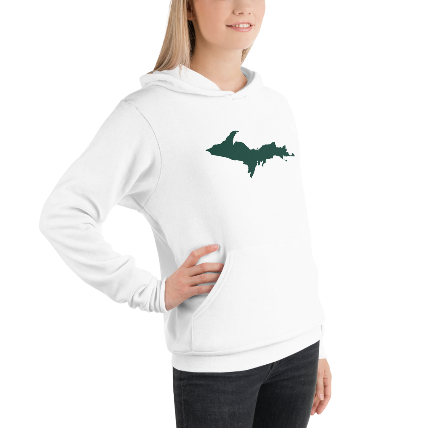 Michigan Upper Peninsula Hoodie (w/ Green UP Outline) | Unisex Cloud Fleece