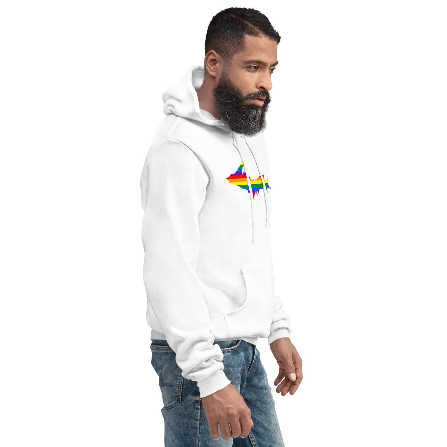 Michigan Upper Peninsula Hoodie (w/ UP Pride Flag Outline) | Unisex Cloud Fleece