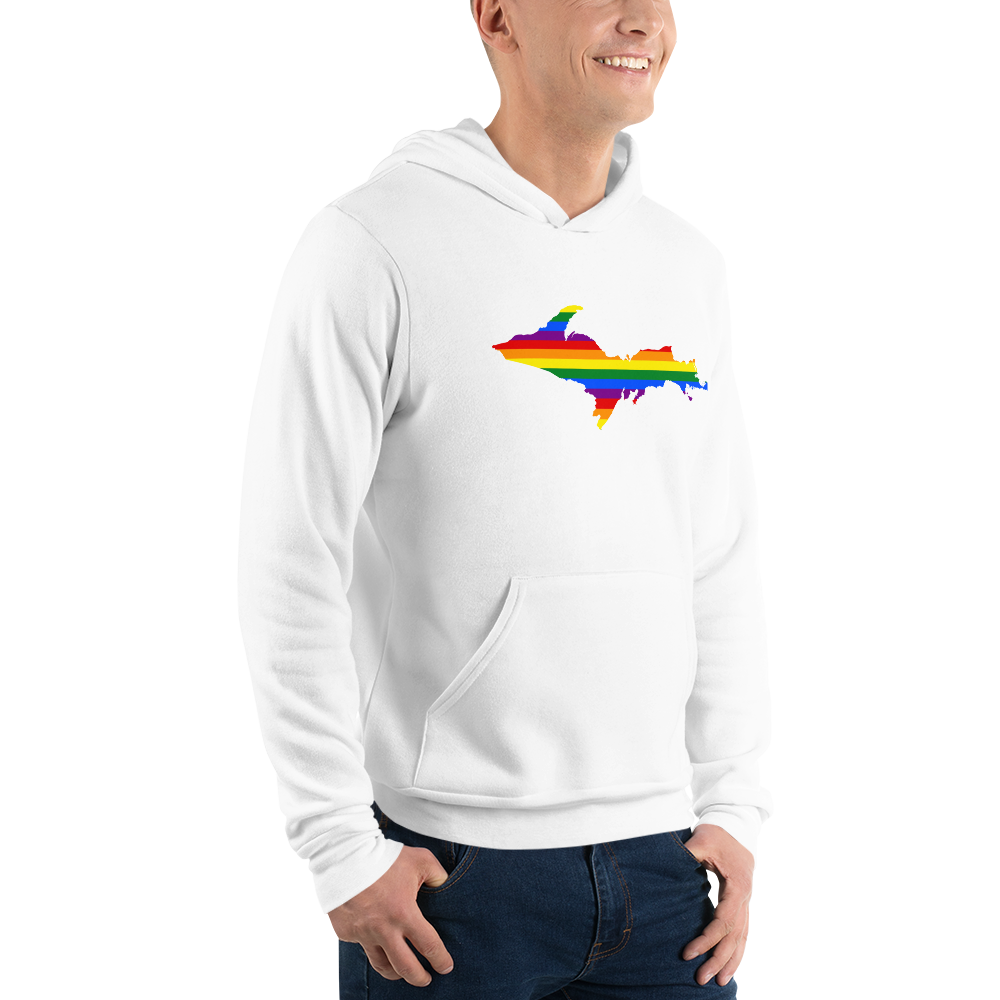 Michigan Upper Peninsula Hoodie (w/ UP Pride Flag Outline) | Unisex Cloud Fleece