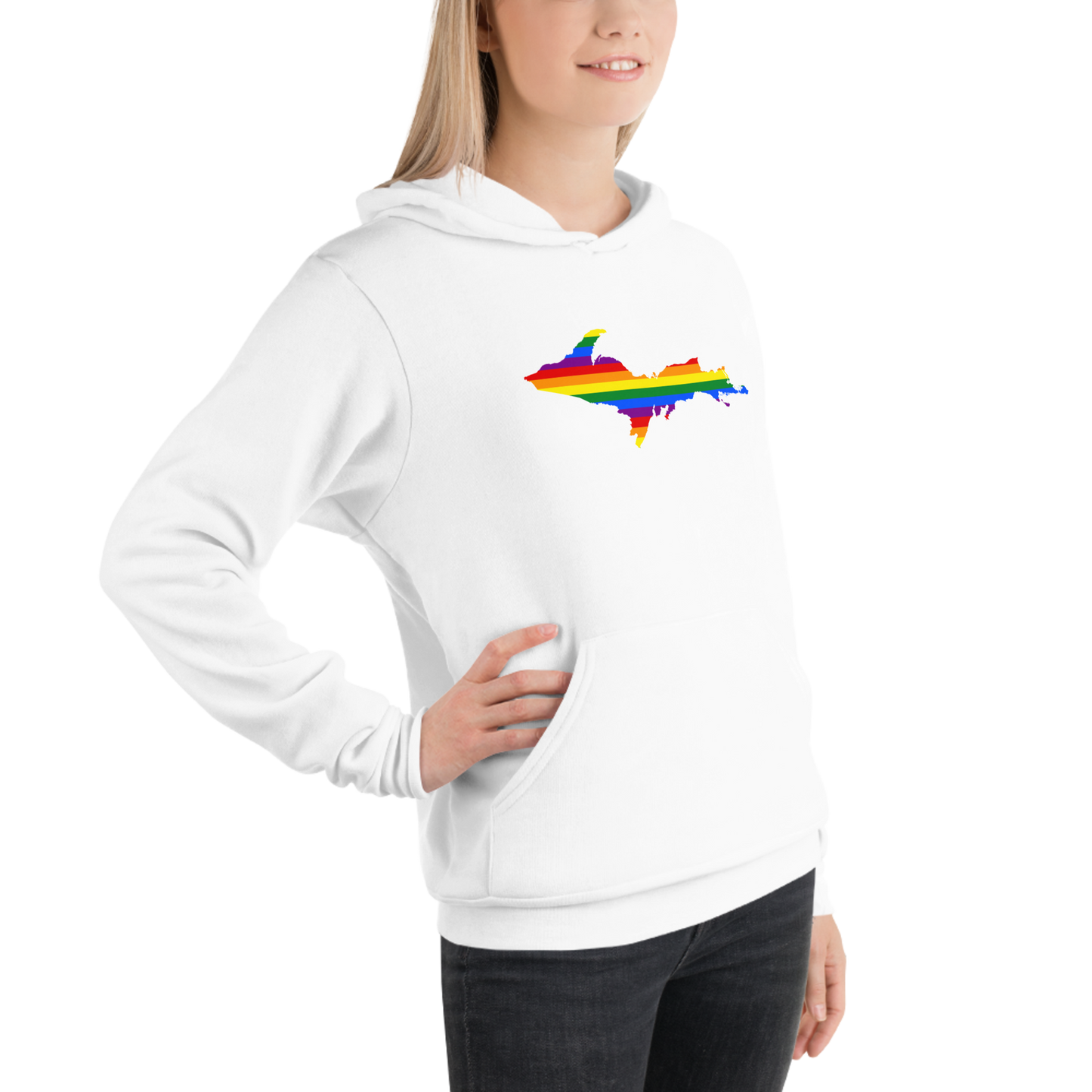 Michigan Upper Peninsula Hoodie (w/ UP Pride Flag Outline) | Unisex Cloud Fleece