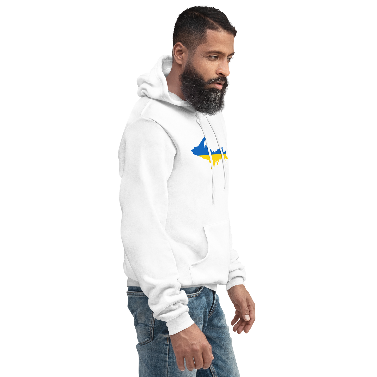 Michigan Upper Peninsula Hoodie (w/ UP Ukraine Flag Outline) | Unsiex Cloud Fleece