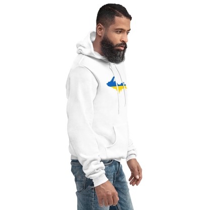 Michigan Upper Peninsula Hoodie (w/ UP Ukraine Flag Outline) | Unsiex Cloud Fleece