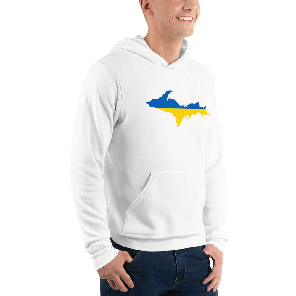 Michigan Upper Peninsula Hoodie (w/ UP Ukraine Flag Outline) | Unsiex Cloud Fleece