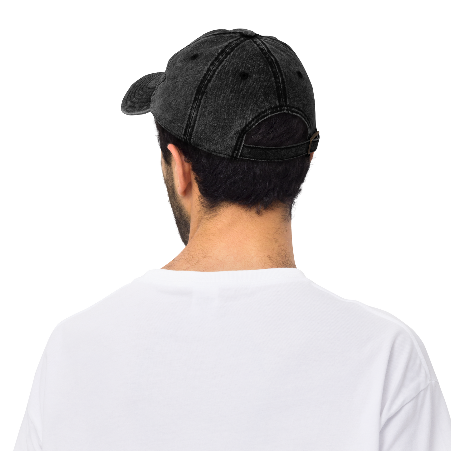 'Detroit' Vintage Baseball Cap (Art Deco Font) | White/Black Embroidery