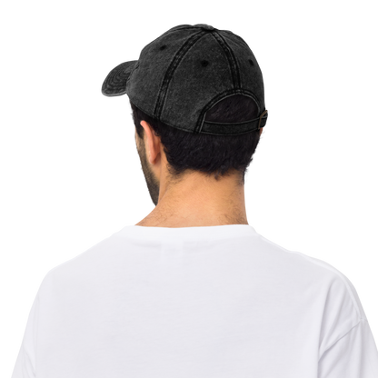 'Detroit' Vintage Baseball Cap (Art Deco Font) | White/Black Embroidery