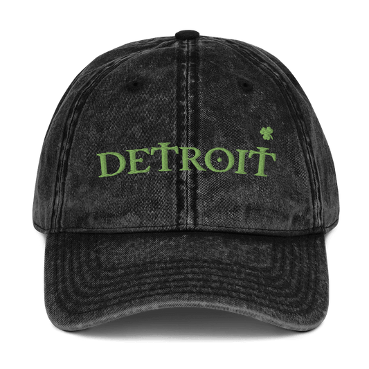 'Detroit' Vintage Baseball Cap (Irish Font and Shamrock) - Circumspice Michigan