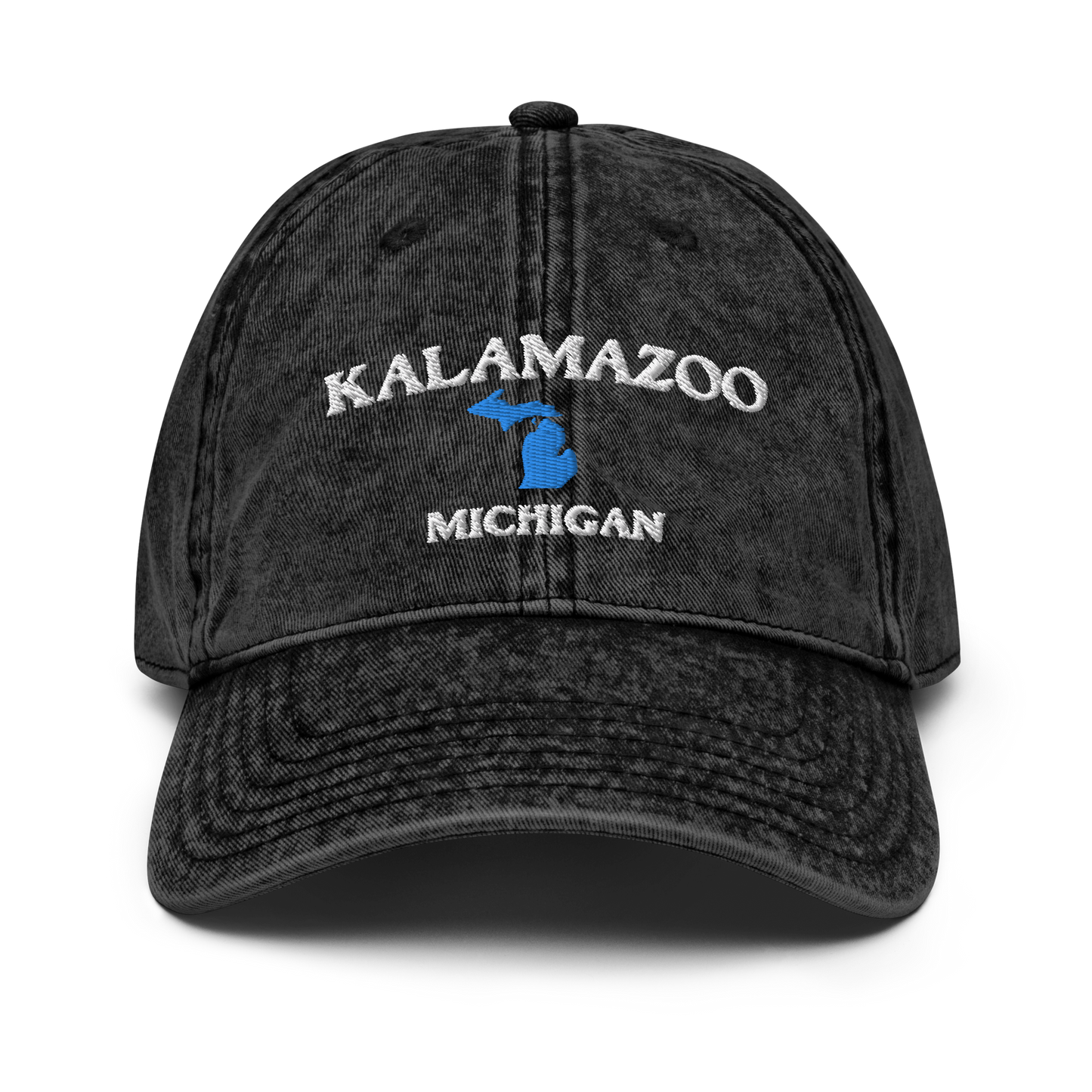 'Kalamazoo Michigan' Vintage Baseball Cap (w/ Michigan Outline)