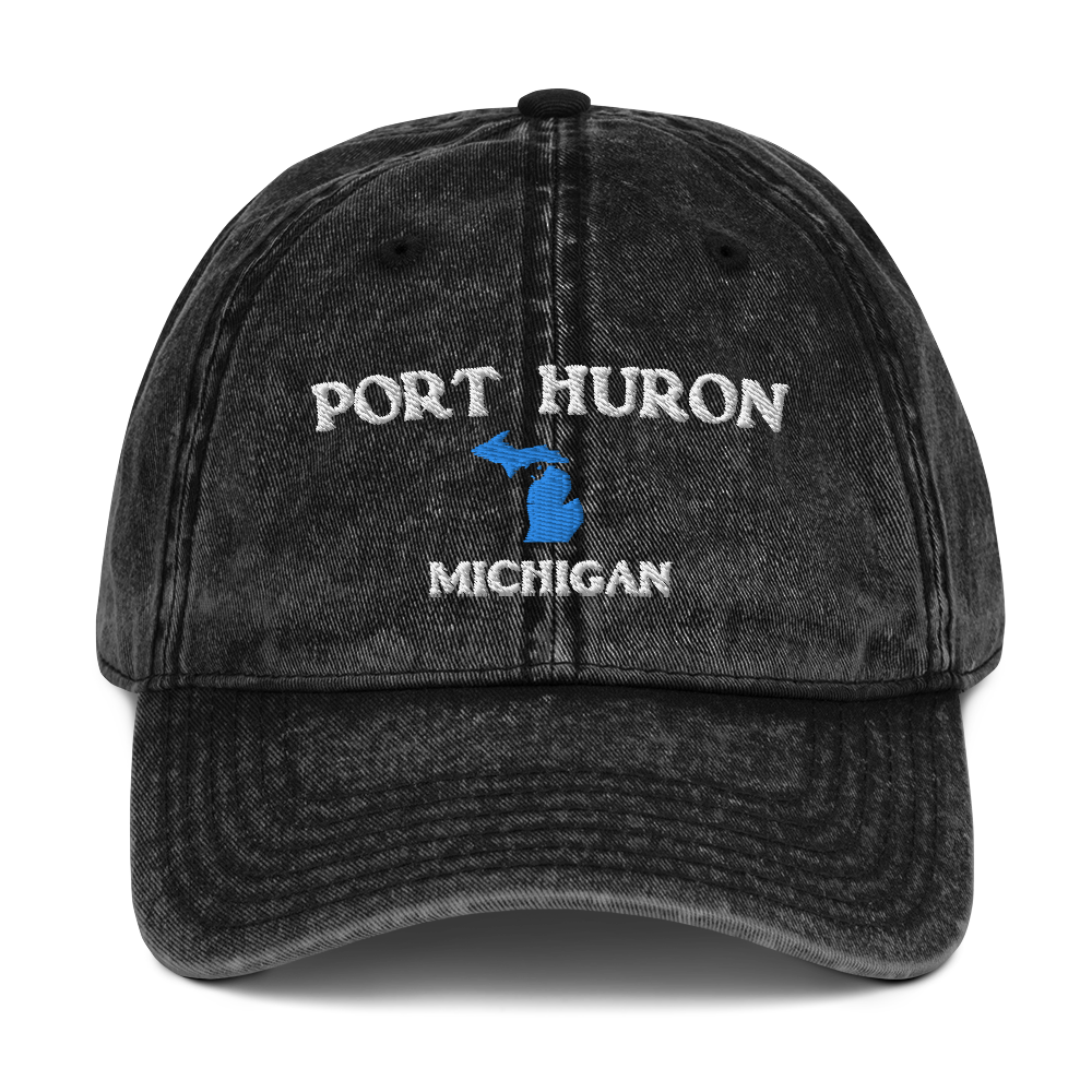 'Port Huron Michigan' Vintage Baseball Cap (w/ Michigan Outline)